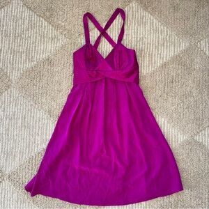 Magenta silk babydoll dress
